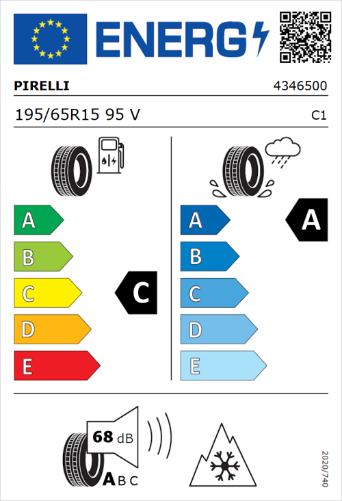 Tyre Label for Pirelli Cinturato All Season SF2 195/65R15 95V