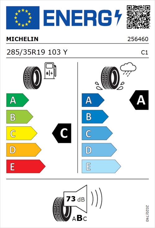 Tyre Label for Michelin Pilot Sport 4 285/35R19 103Y
